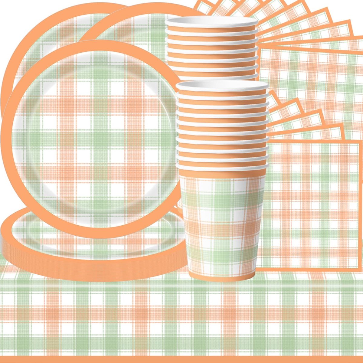 61 stuks herfstfeestserviesset, herfstthema, gestreepte decoratieartikelen, verjaardagsfeestdecoratieartikelen - ShopVlot