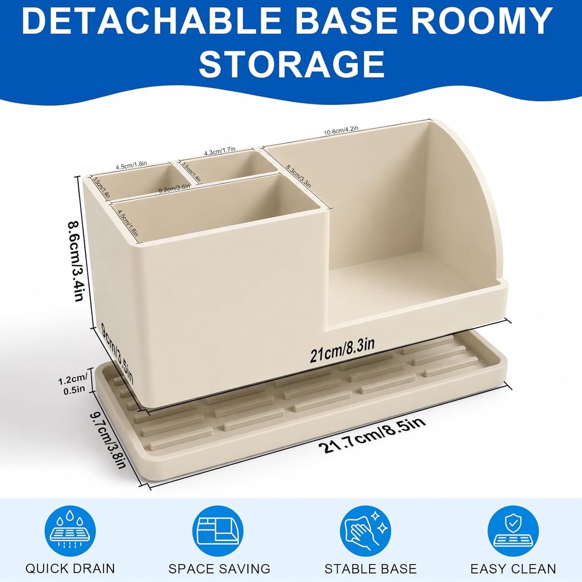 Silicone toothbrush holder 21 x 9 x 9 cm with non-slip surface, drainage holes, soft and shock-absorbing material - ShopVlot