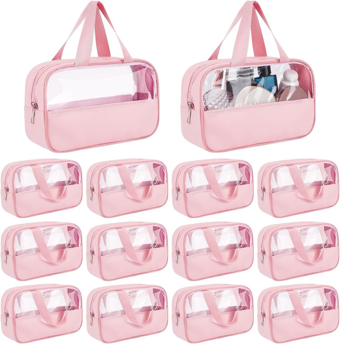 15 stuks doorschijnende make-uptas, 25 x 15 x 7 cm toilettas reisopslag draagtas waterdichte draagbare cosmetische - ShopVlot