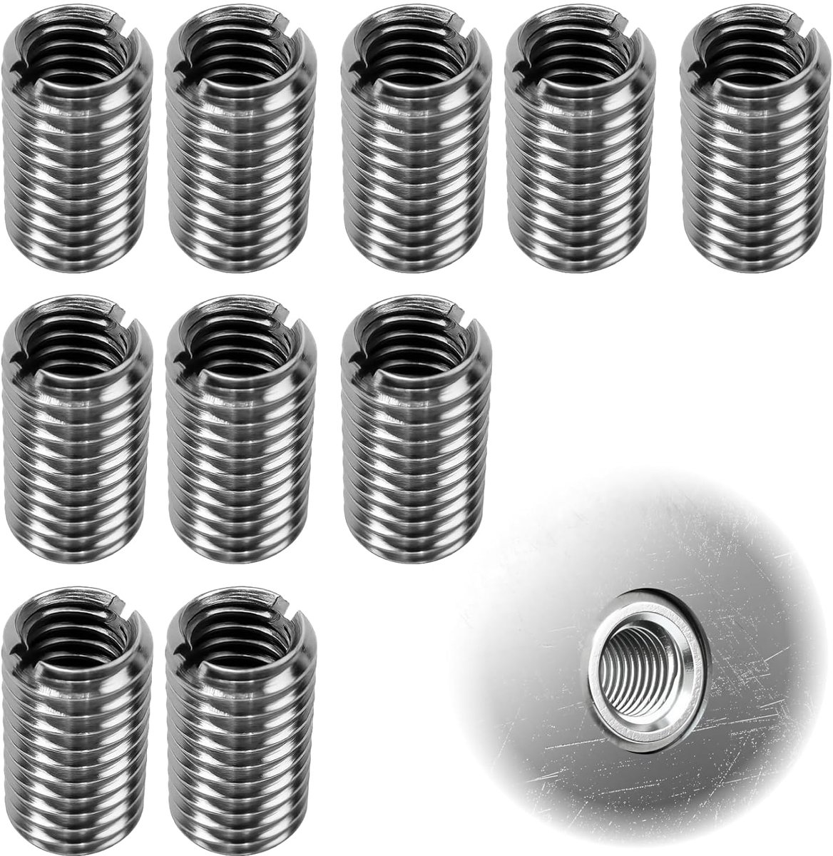 Schroefdraadinzet M10 op M8 x 15 mm, 10 stuks roestvrij staal 304 schroefdraadinzet, zelftappende reduceermoer - ShopVlot