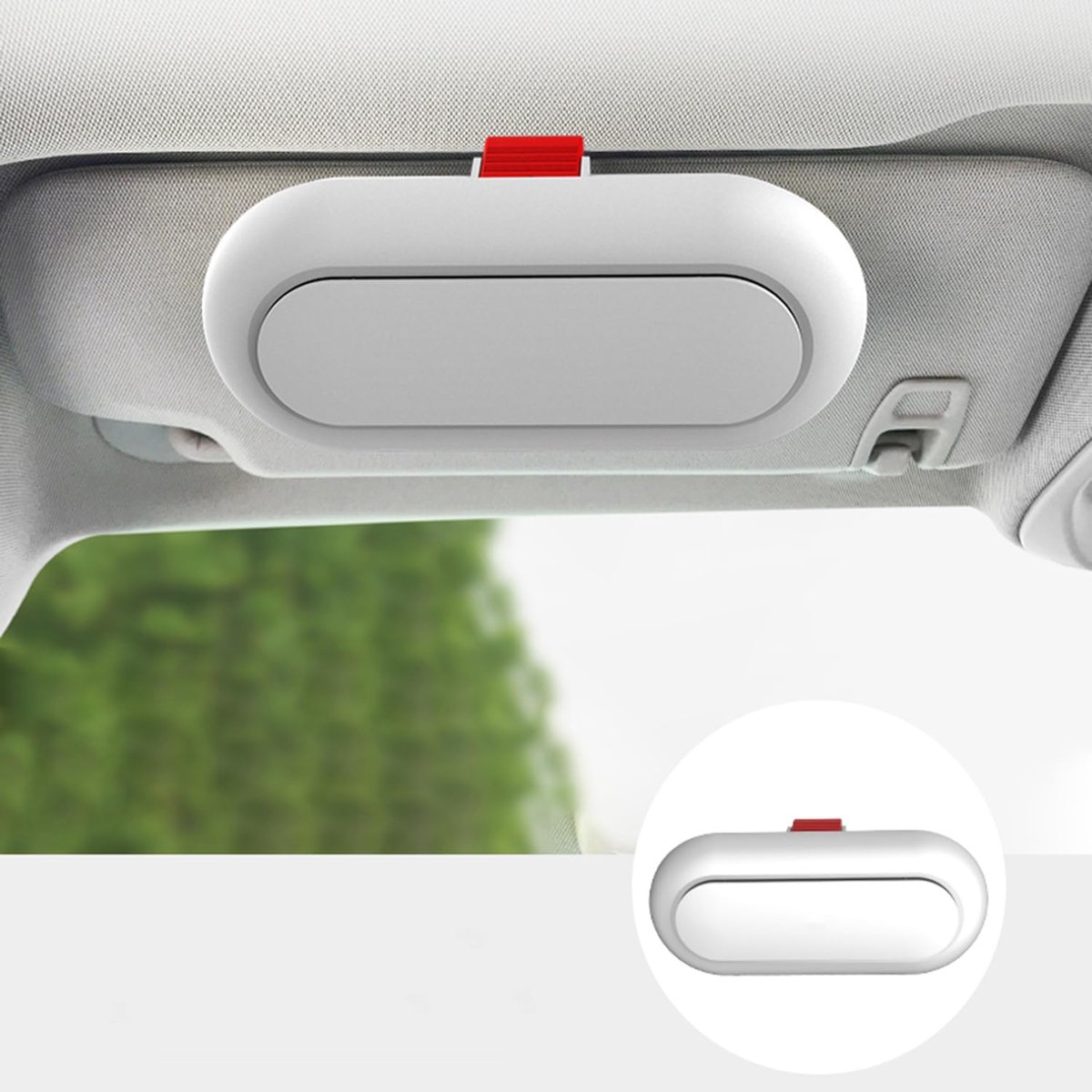 Kwak's Car Sunglasses Holder, Visor Sunglasses Holder Clip ABS Multifunctional Glasses Organizer Box (White) - ShopVlot