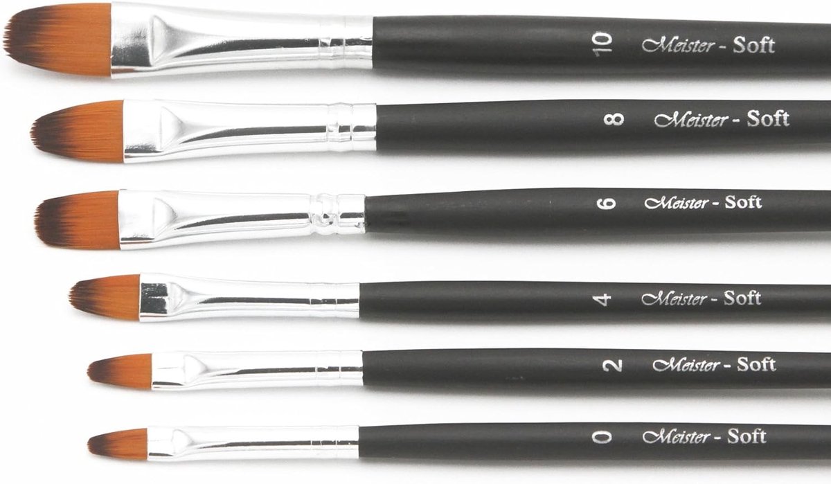 Zachte Kattentongen Set - Zwart - Maten 0-10 - Nylon Penselen voor Aquarel en Acrylverf - Voor Kunstenaars