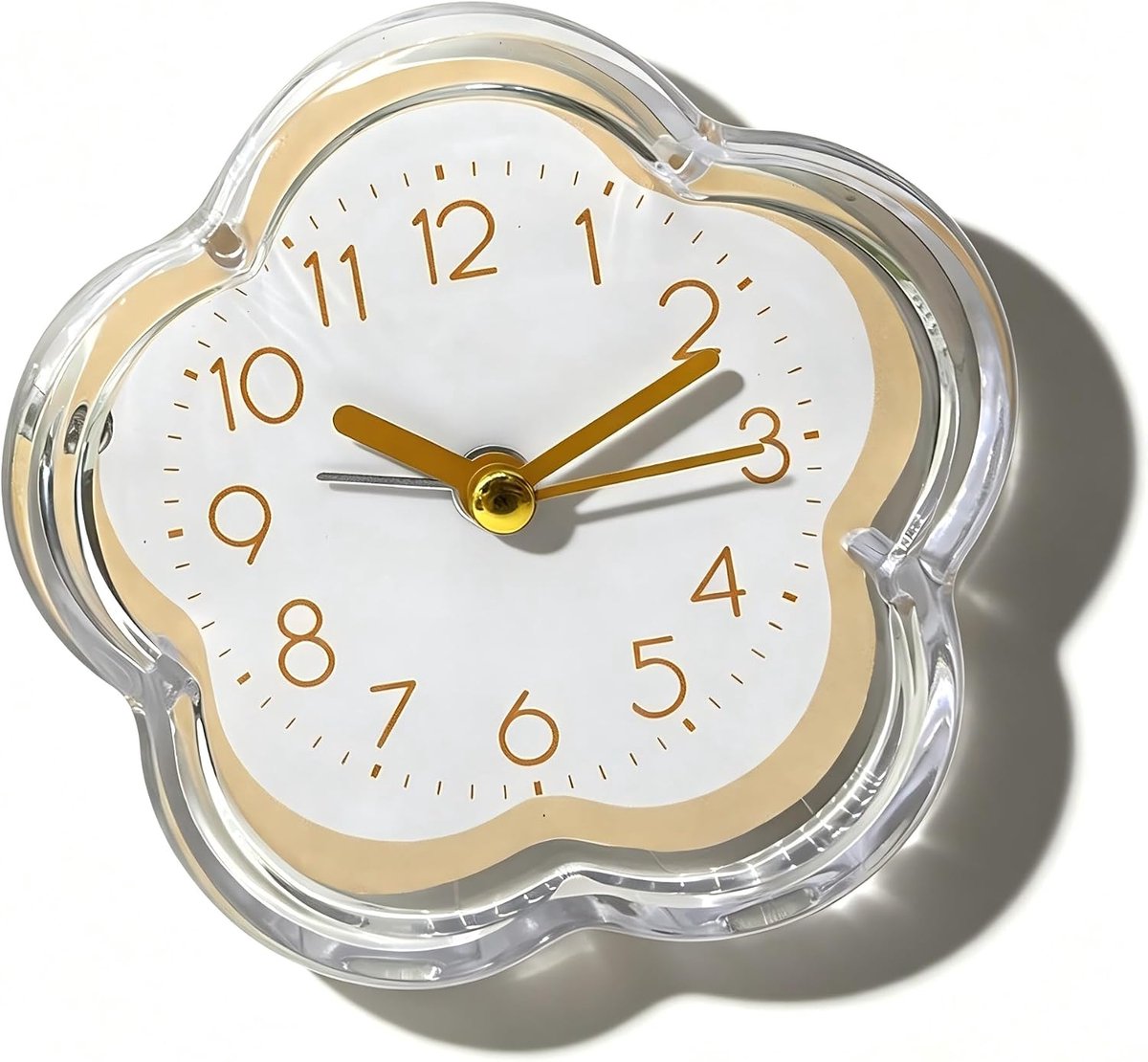 Alarm Clock, Small Retro Desk Clock, Flower Shape, Battery Operated, Silent Silent Night Light, Yellow - ShopVlot