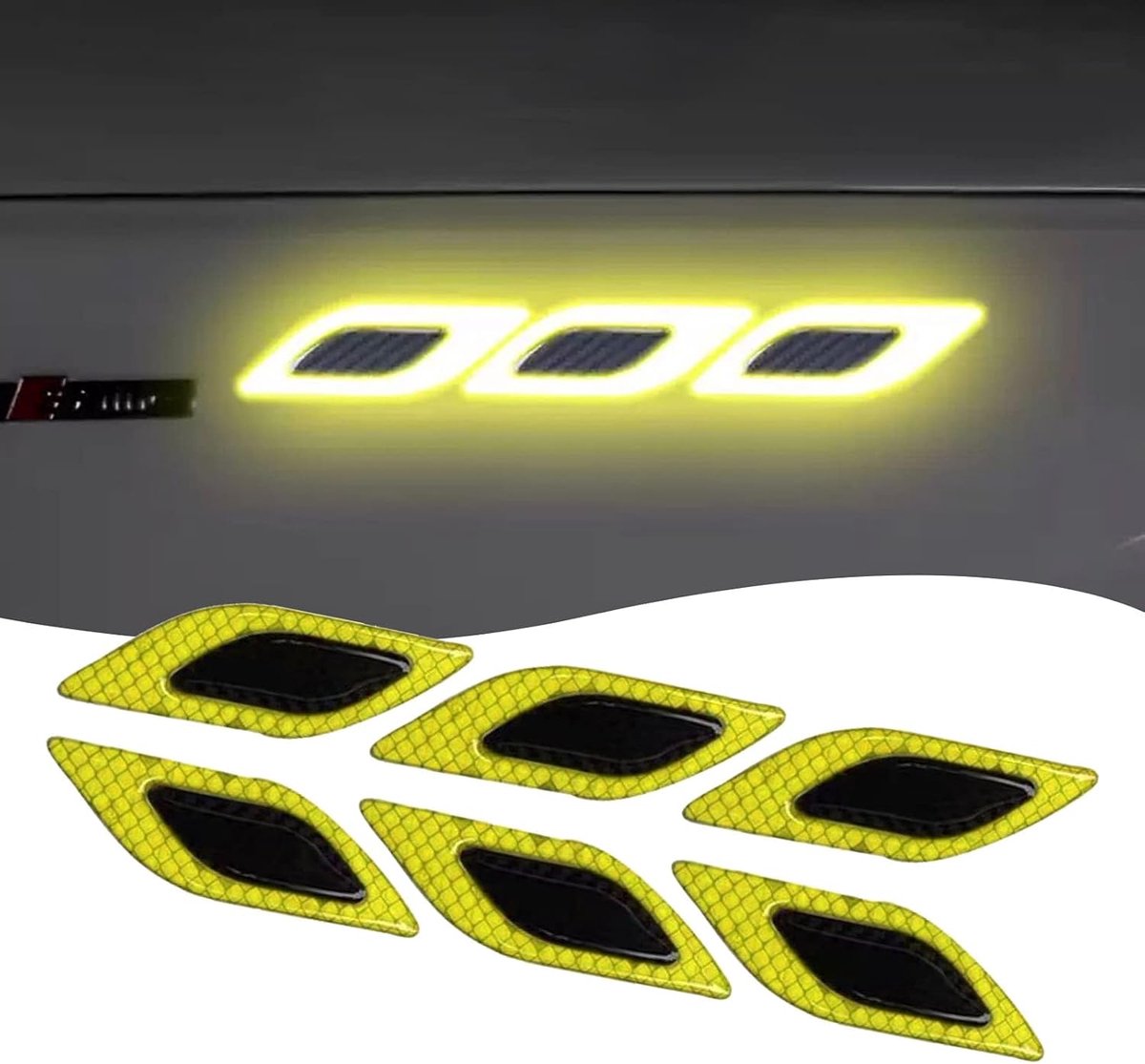 6 Pcs Car Body Anti-Collision Reflective Sticker, Safety Warning 3D Decorative Sticker, Carbon Fiber Diamond Quality - ShopVlot
