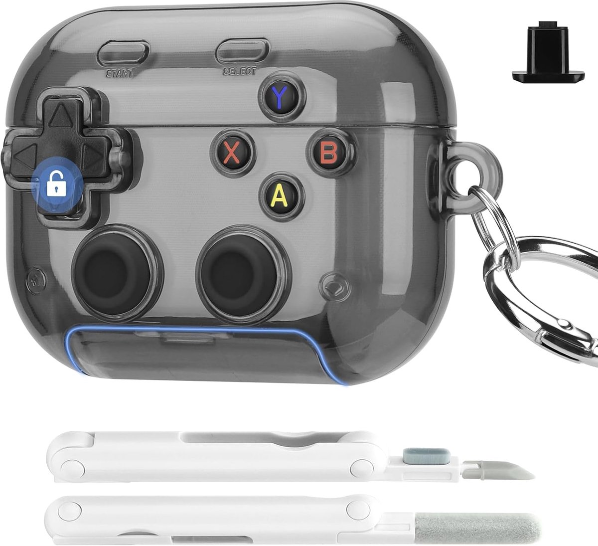 Hoes voor AirPods Pro 3 (2025), gameconsoledesign met veilige sluitclip, telefoonstandaard, MagSafe-compatibel - ShopVlot