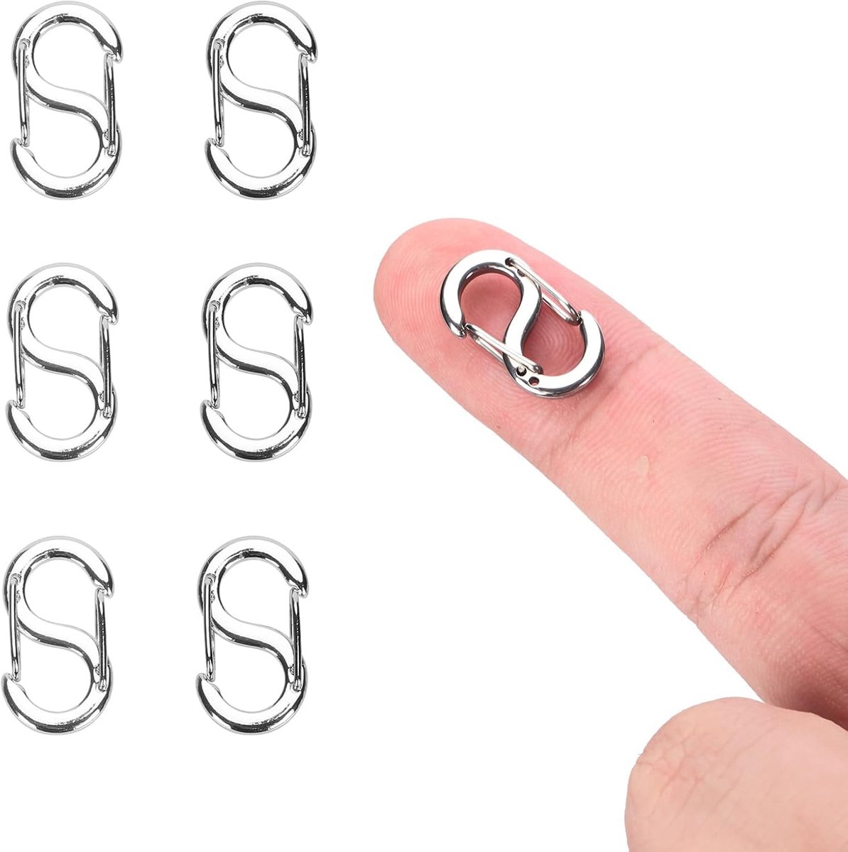 Shirene Double Bracelet Clasp, 6 Pieces, Stainless Steel Chains, Clasps for Necklaces, Clip, Stainless Steel, S-Lock - ShopVlot