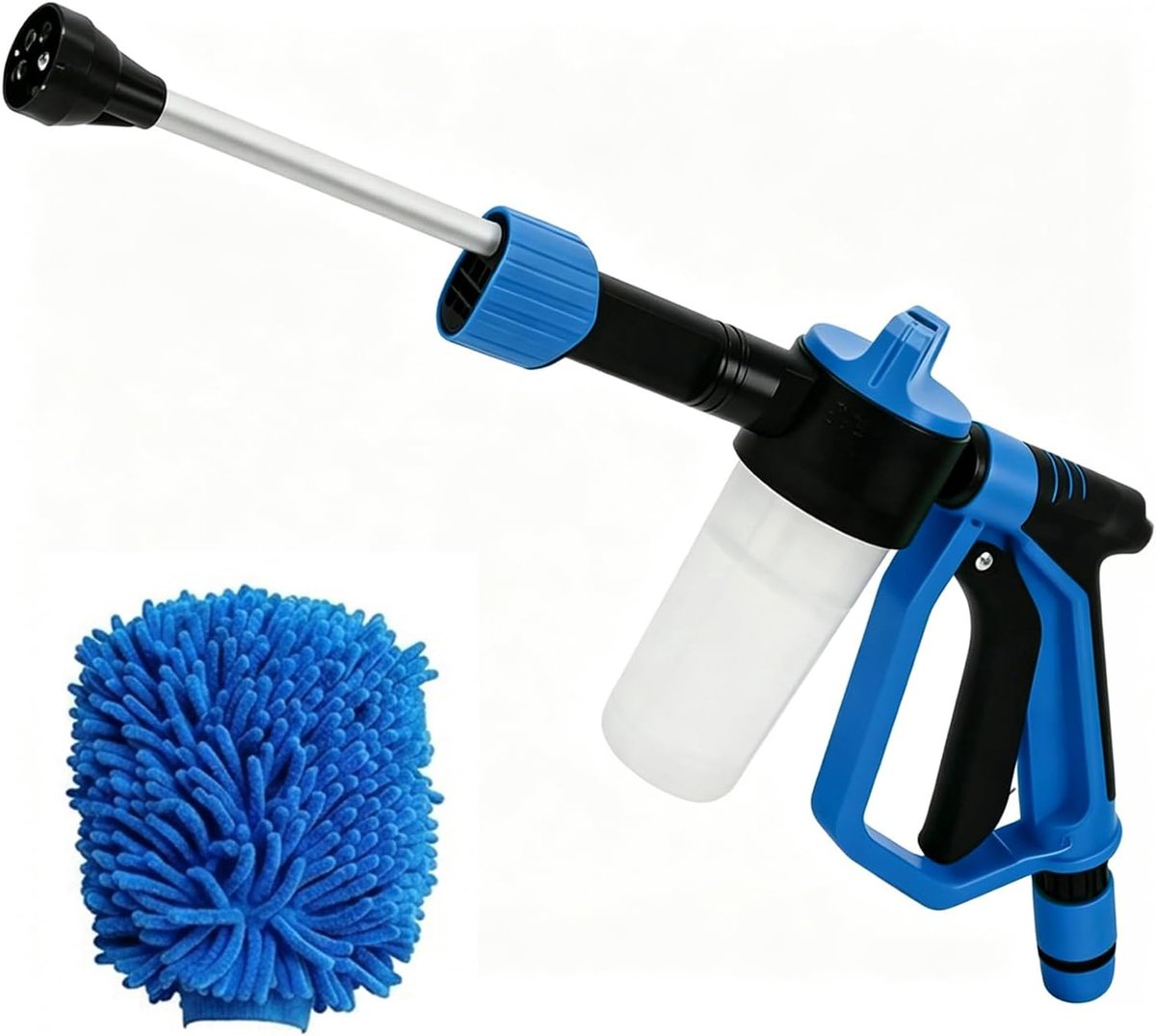 Schuimpistool voor tuinslang, autoschuimkanon met microvezel washandschoen, hogedrukmondstuk en 3 sproeimodi - ShopVlot