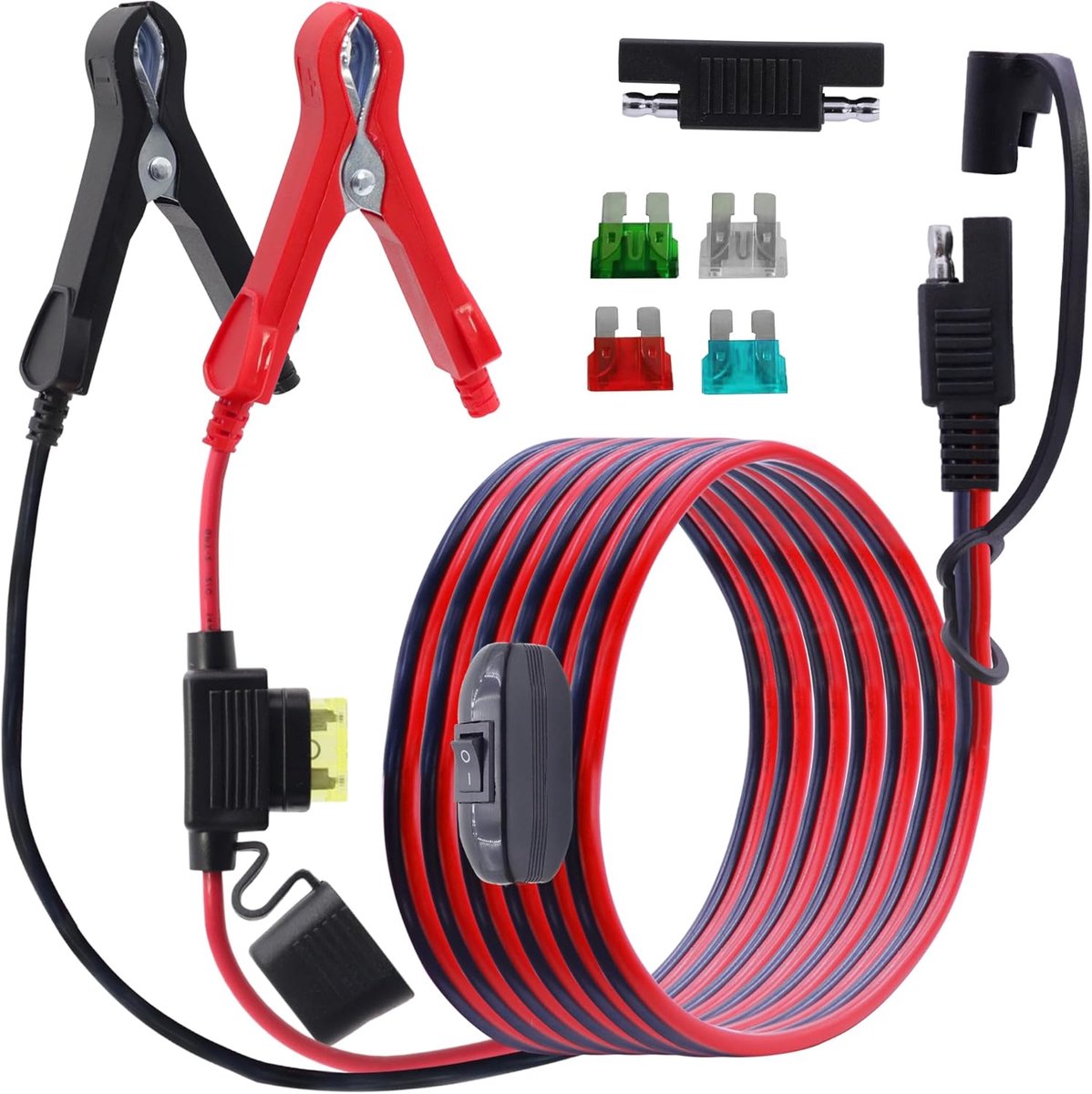 SAE naar batterij krokodilklem met schakelaar - 14 AWG 2M - SAE aansluitkabel - Veilig en gebruiksvriendelijk - ShopVlot