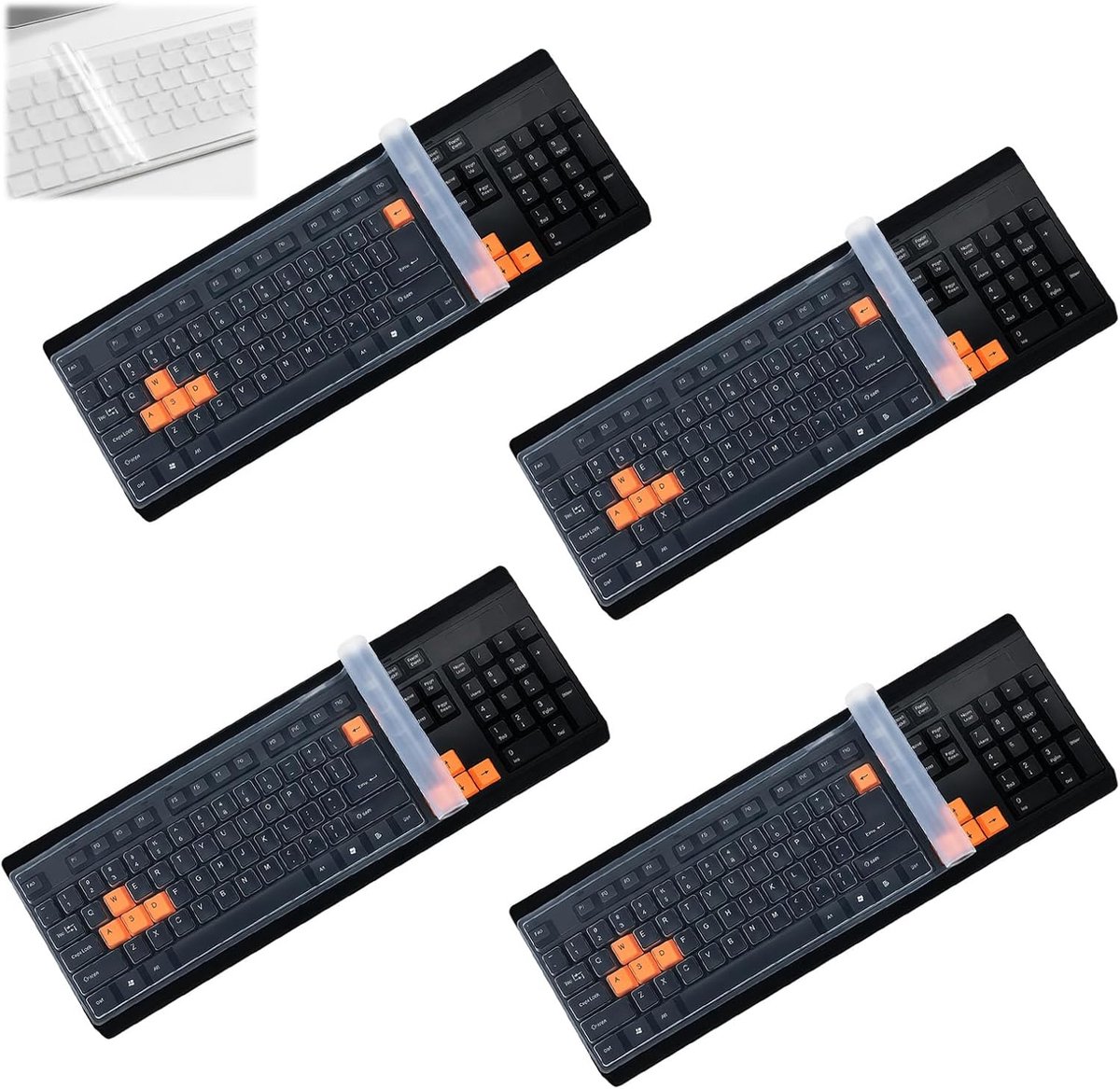 Toetsenbordhoes set van 4 - transparant siliconen - antislip, ultradun - perfecte pasvorm en gemakkelijk te reinigen - ShopVlot