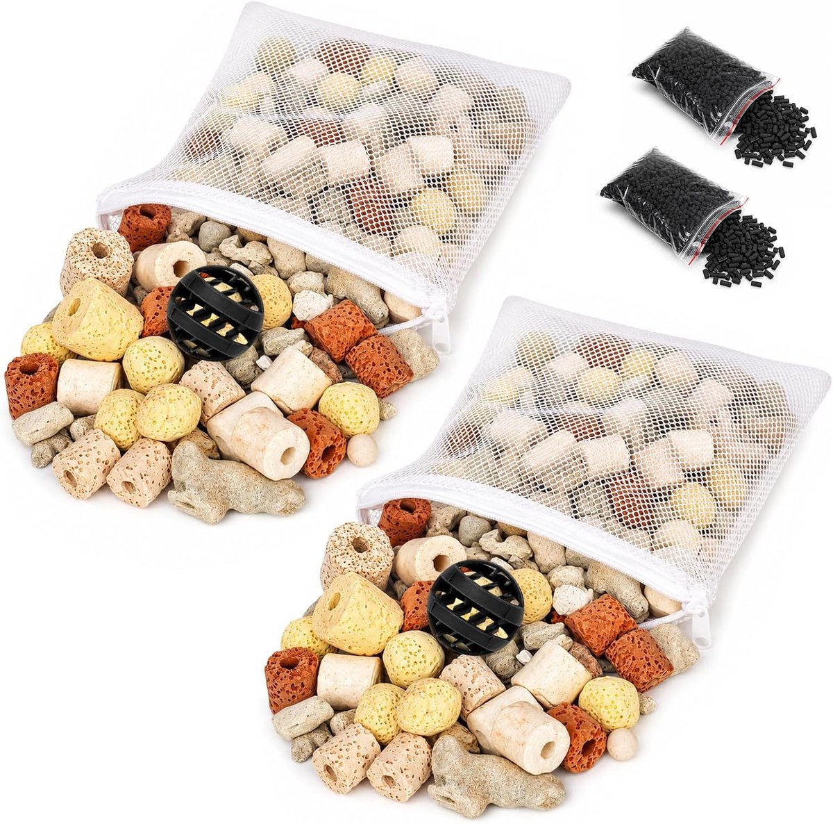Aquariumfiltermedia 12-in-1 - Herbruikbare biologische filtermedia - Multifunctioneel voor aquarium en vijver - ShopVlot