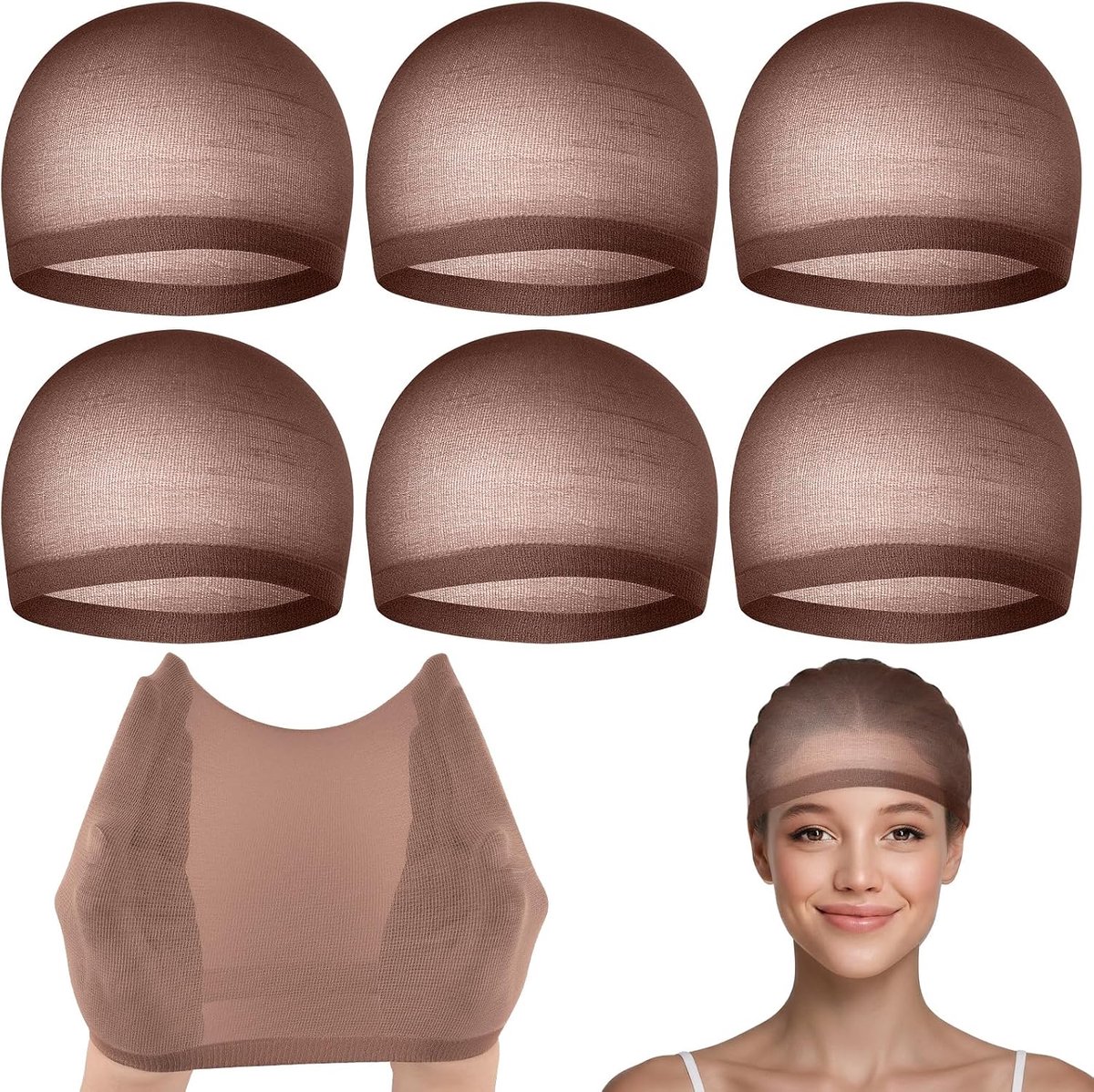 Pruikkap voor vrouwen - 6-delige set - mesh materiaal - ultradun en onzichtbaar - ideaal voor cosplay - ShopVlot