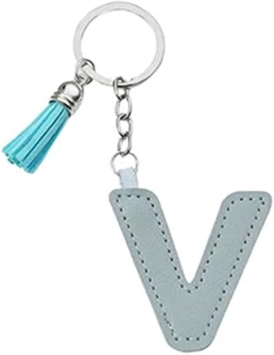 Sleutelhanger met Letter V - Kleurige PU Leren Kwast - Schattige Tas Charm voor Dames & Heren - ShopVlot