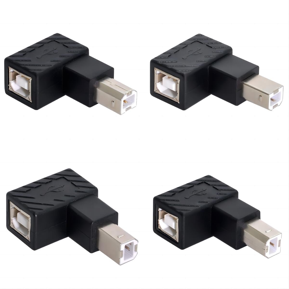 USB 2.0 B Type Plug Adapter - 90 Graden Hoek - 4 Stuks Voor Scanner en Hard Drive - Gemakkelijk te Plaatsen - ShopVlot