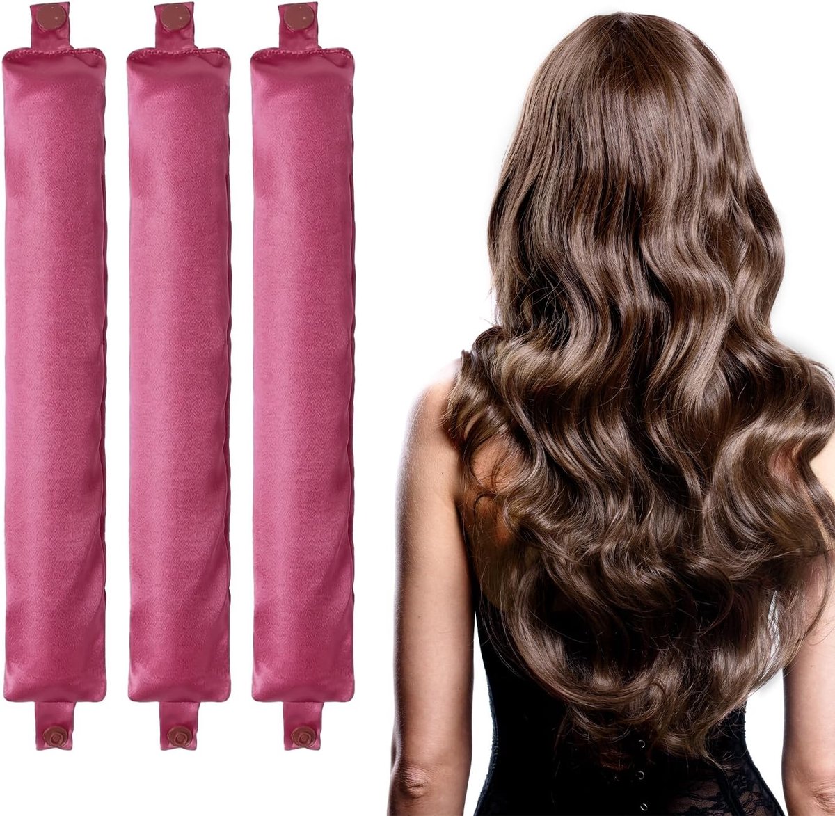 Krulset zonder warmte - Magenta - Haarbeschermende satijnen rollers - Makkelijk in gebruik - ShopVlot