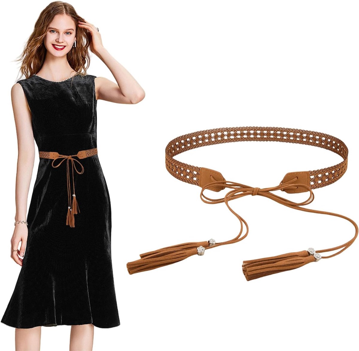 Boho gevlochten franjes riem voor dames - western etnisch kleding - vintage bloemen taille - perfect voor cowgirl look - ShopVlot