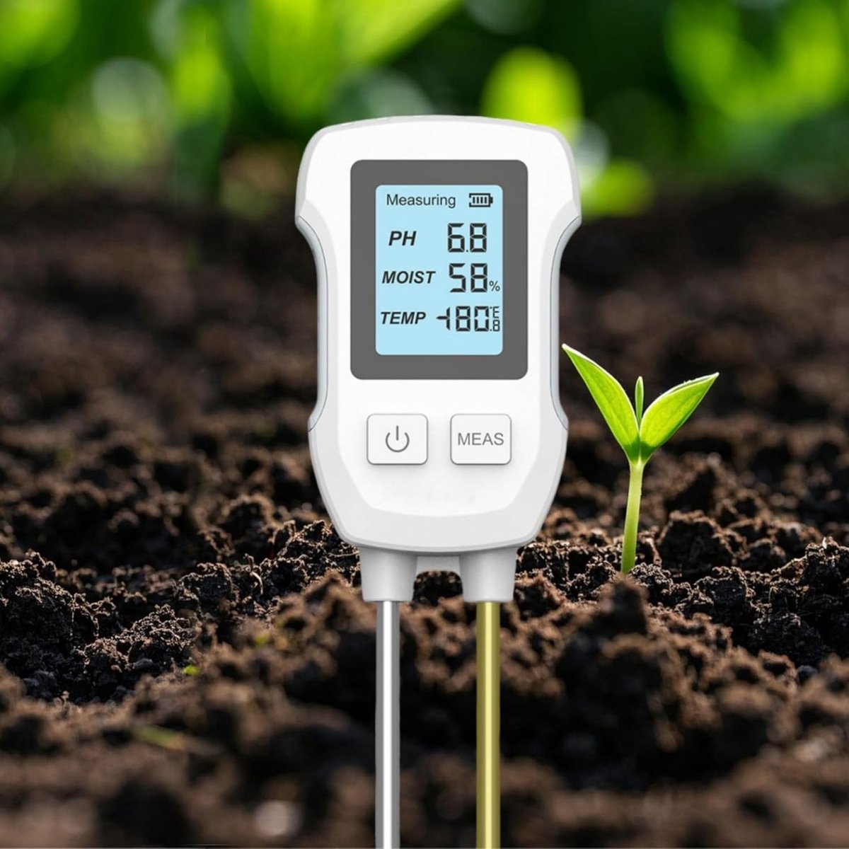 3-in-1 pH Bodentest voor Planten, Tuin en Gazon - Meet Vochtigheid, Zuurtegraad en Nutrienten
