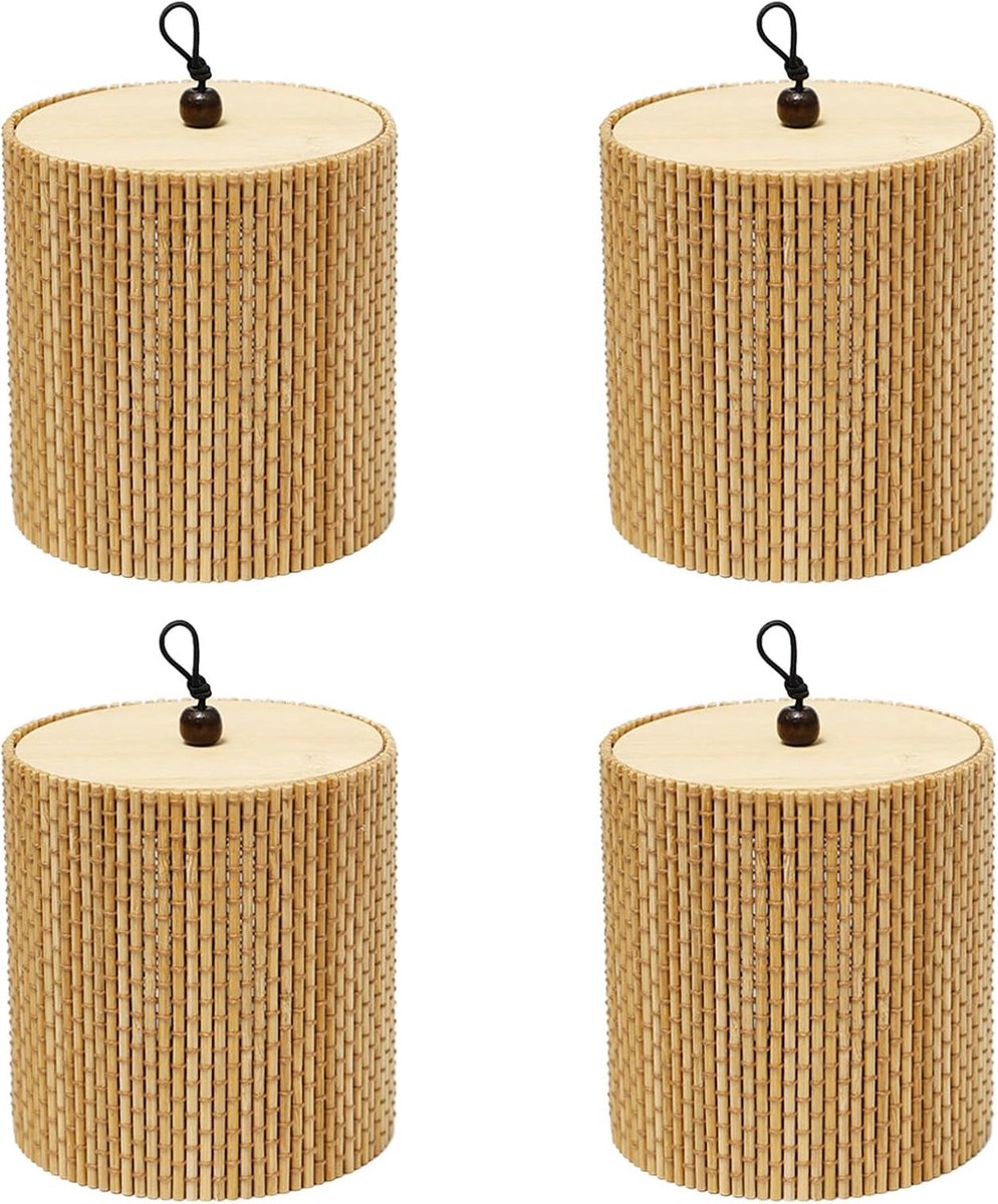 Bamboe potloodhouders 4 stuks - handgemaakt - decoratieve pennenhouder - perfect voor bureau-organisatie - ShopVlot