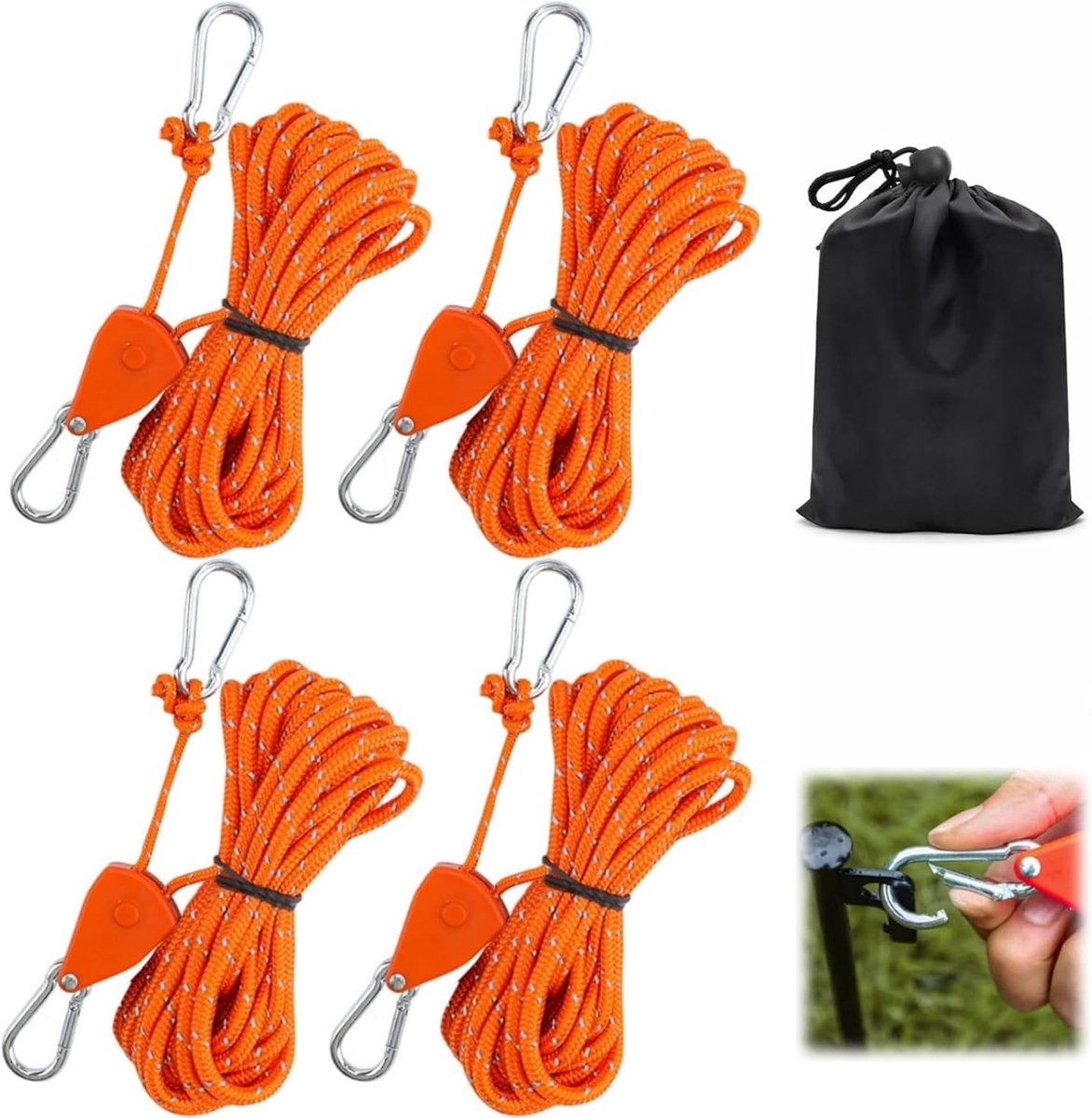 Scheerlijnen 4 mm - Nylon touw met aluminium spanner - Reflecterend - Ideaal voor tenten en zeilen - ShopVlot