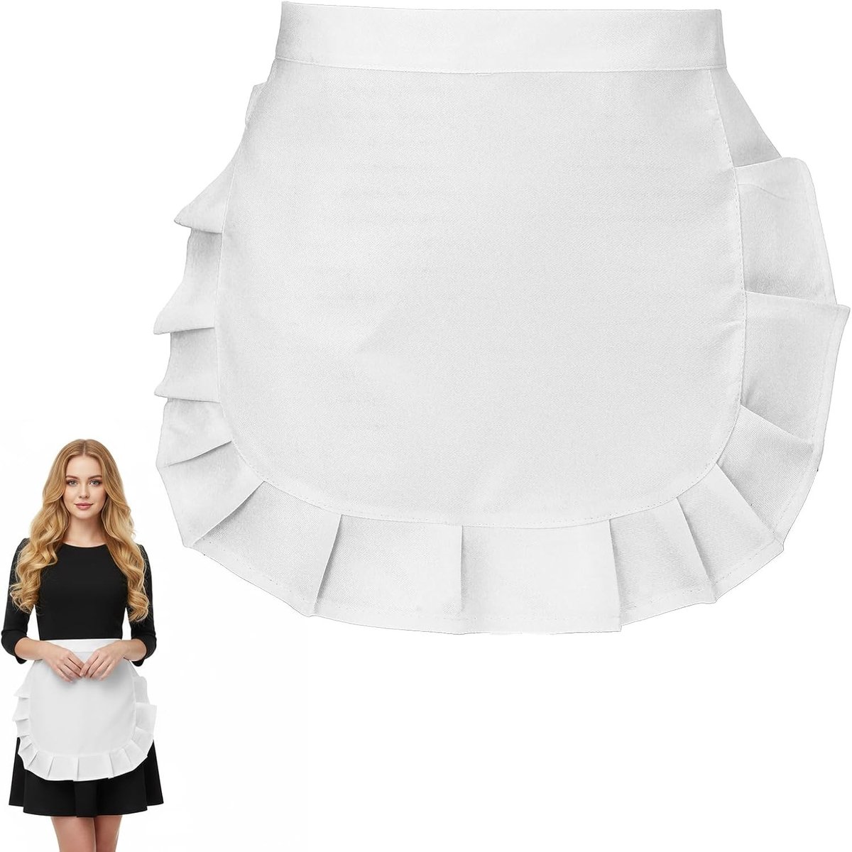 Elegante witte taille schort met ruches voor koken, bakken, cosplay en feesten - Perfect cadeau voor huispersoneel en creatieve projecten