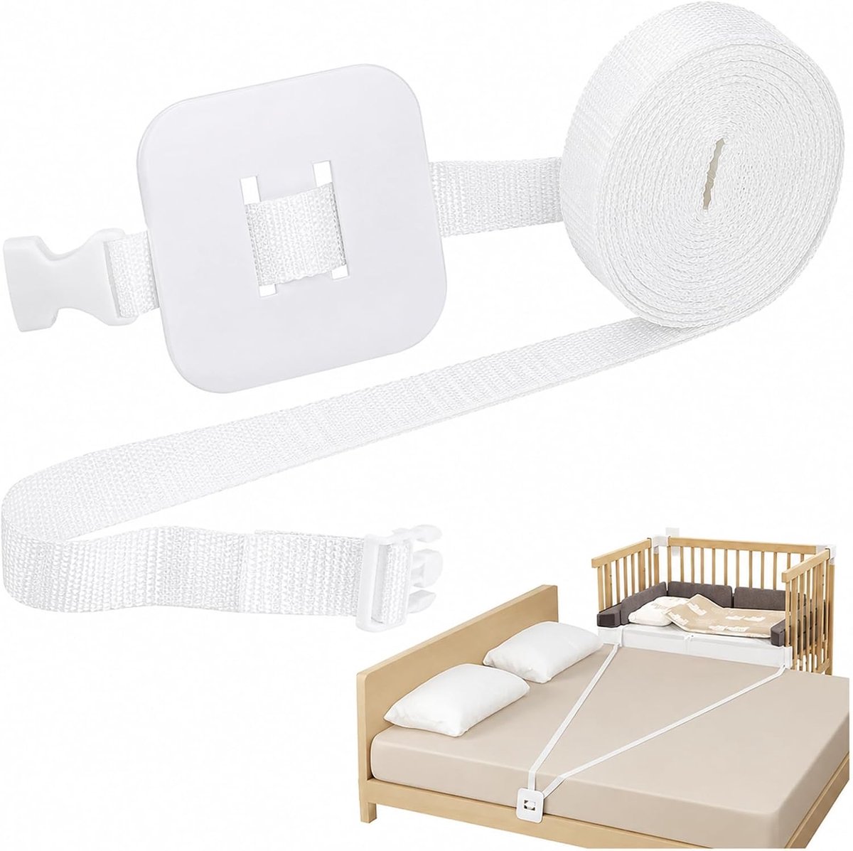 Riem voor babybed 8 m - polyester en nylon - roestvrijstalen componenten - veilige bevestiging - ShopVlot