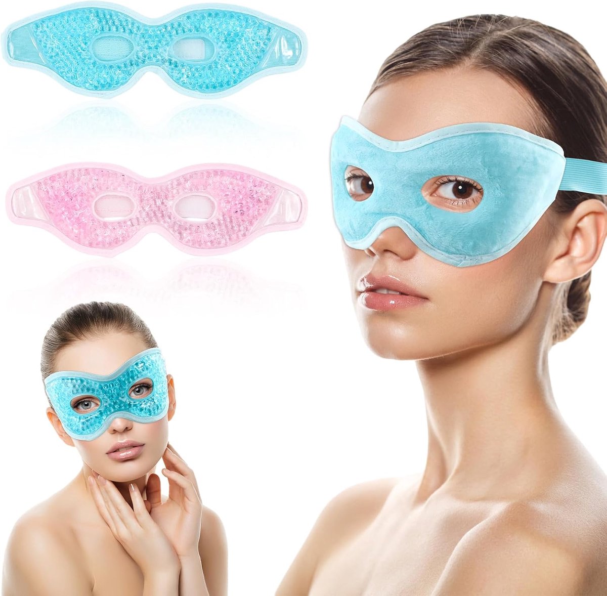 Verkoelend oogmasker 2 stuks - herbruikbaar koelmasker - verlichting voor donkere kringen - tegen gezwollen ogen - ShopVlot
