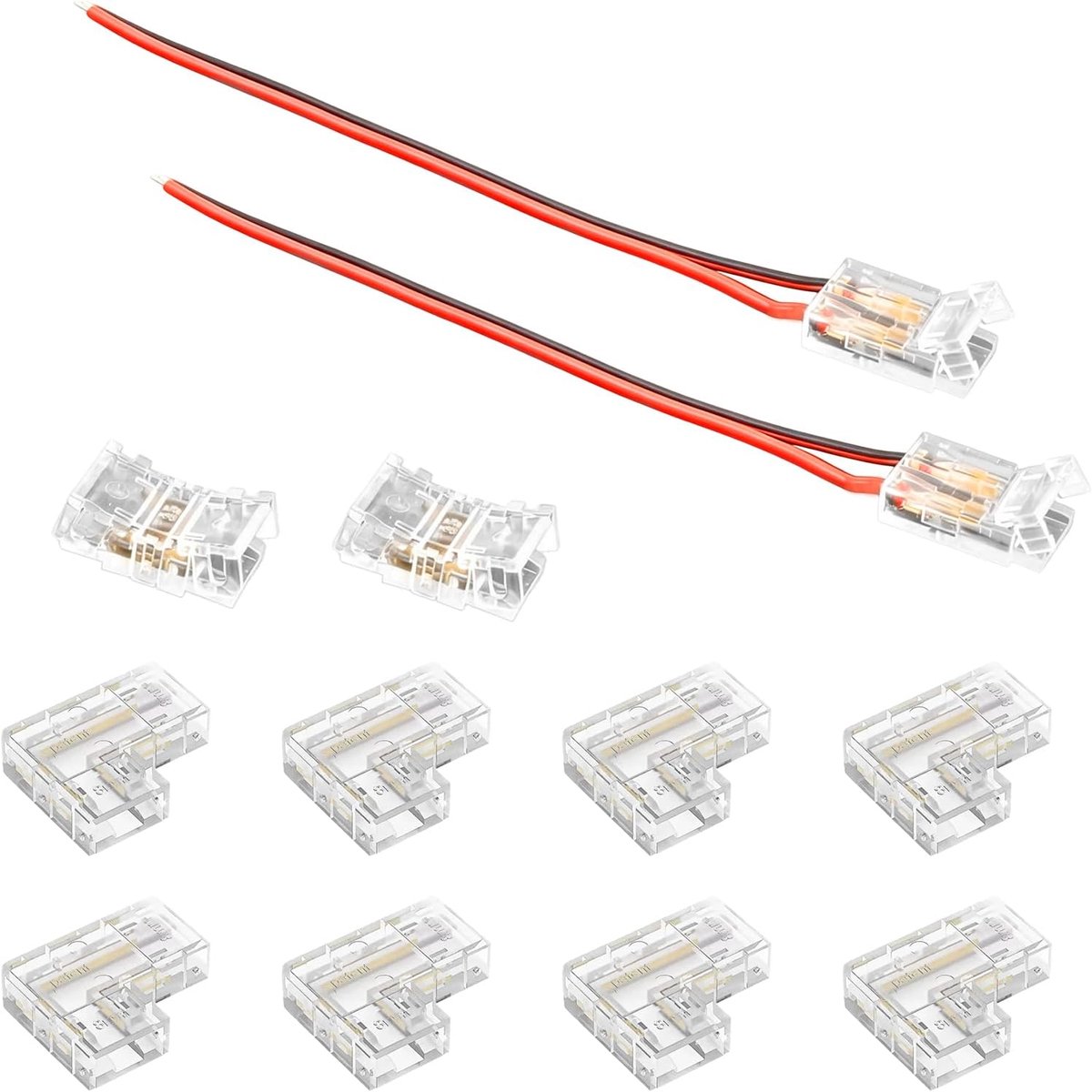 LED stripconnectoren 12-delig 2-polig 8 mm - transparant - solderless - ideaal voor doe-het-zelf projecten - ShopVlot
