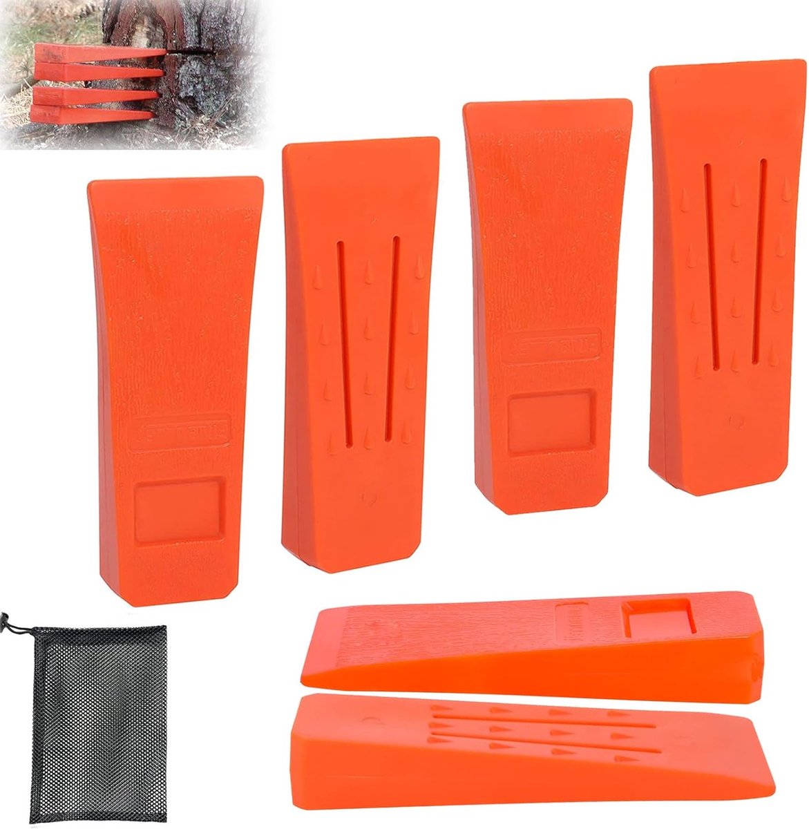 6 x chainsaws, chopping wedge with spikes for safe falling, splitting wedge for wood made of ABS plastic with bag - ShopVlot