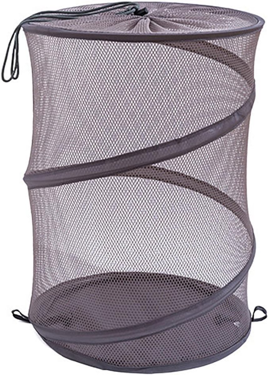 Collapsible Pop-up Cylinder Dirty Laundry Basket, Drawstring Laundry Hamper for Bedroom and Laundry Room (GRAY-S) - ShopVlot
