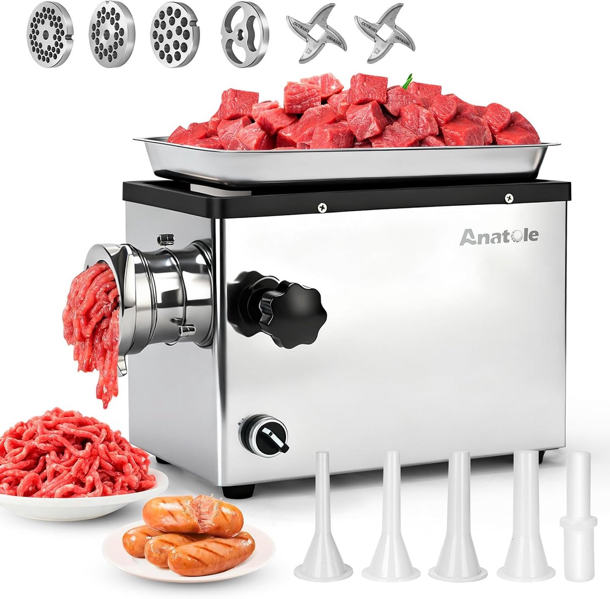 Anatole Electric Meat Grinder, Commercial 950 W, Stainless Steel - ShopVlot
