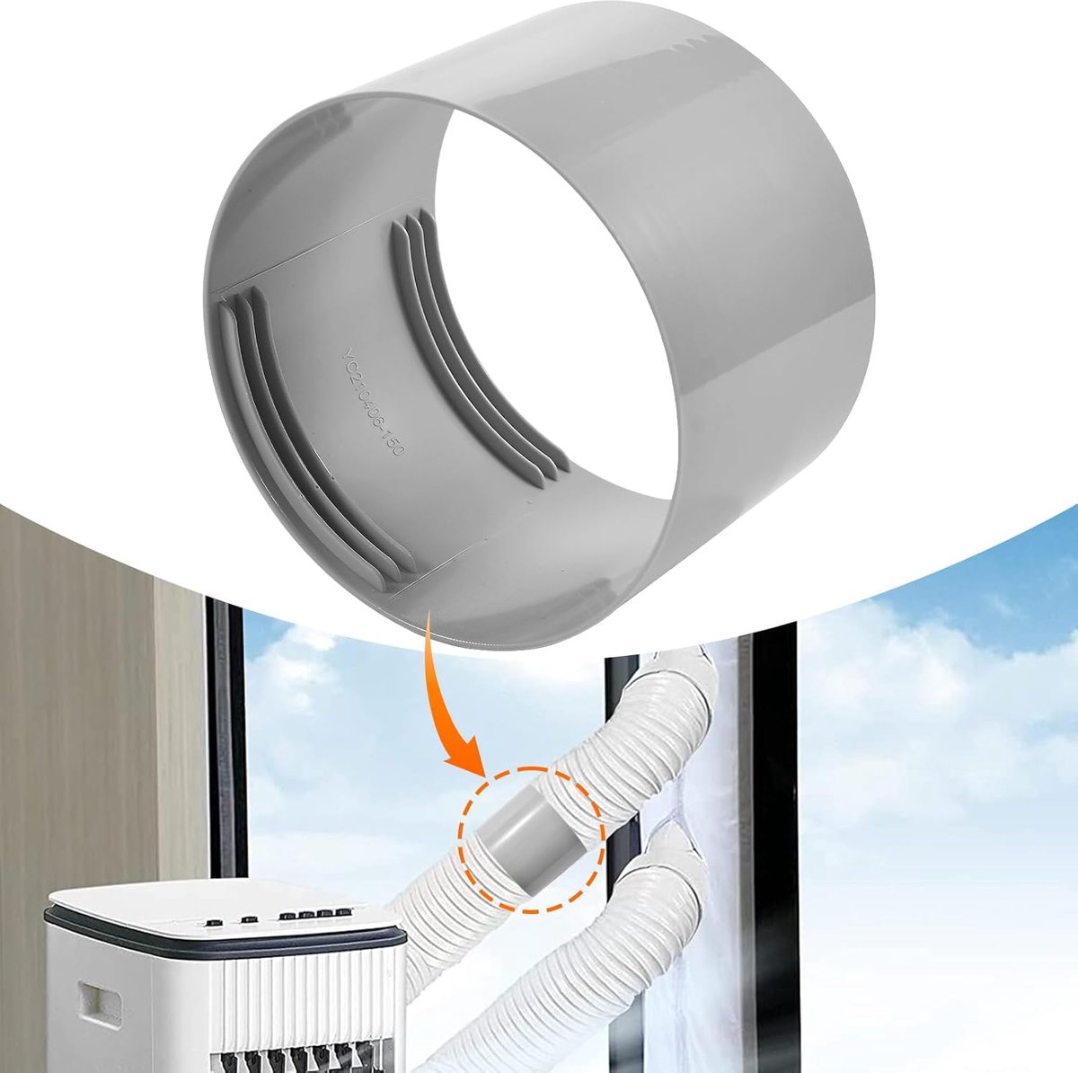 Adapter for ventilation pipe, round coupling for portable exhaust hose, window (15cm) - ShopVlot