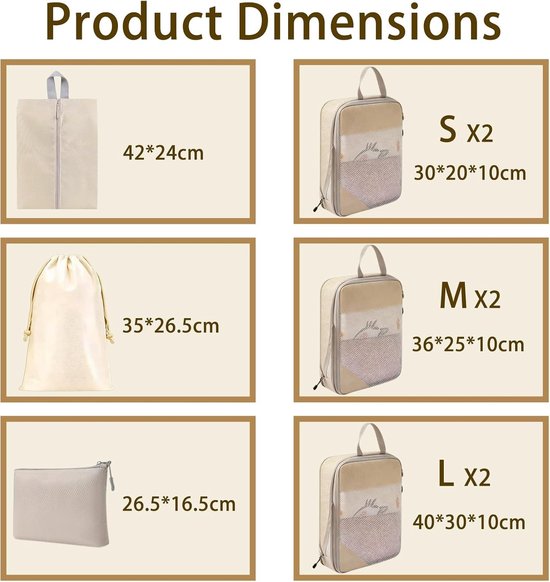 Kofferorganizer - Blauw - Multifunctionele Compressietassen voor Kleding en Schoenen - Waterdichte Reisorganizer — afbeelding 2