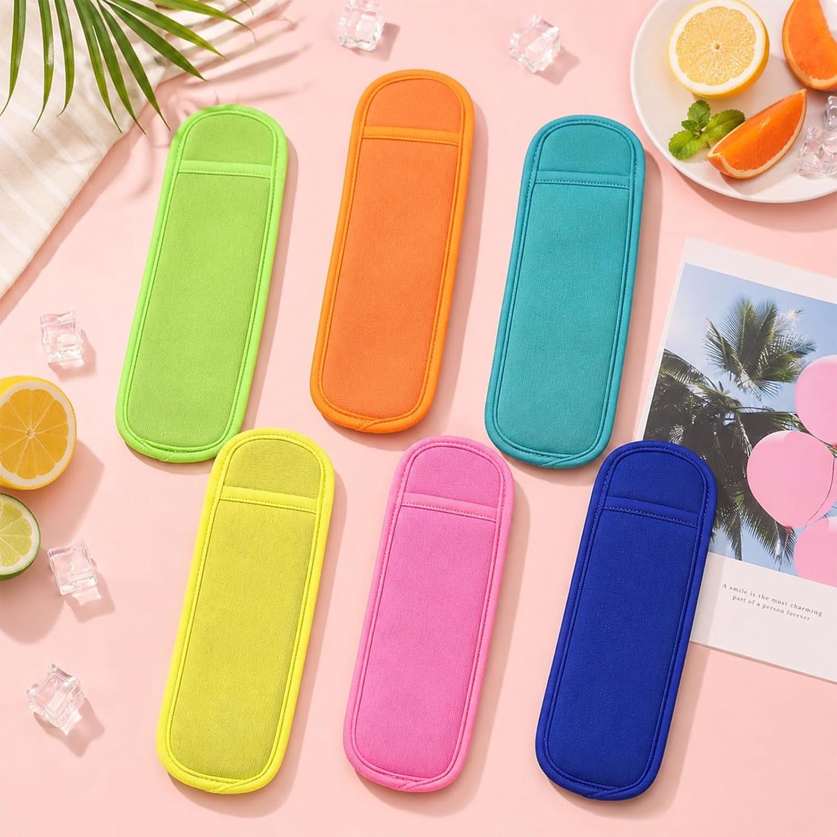 Ijlollyhoesjes set van 6 - neopreen - lekvrij - voor zomerse koude snacks - ShopVlot
