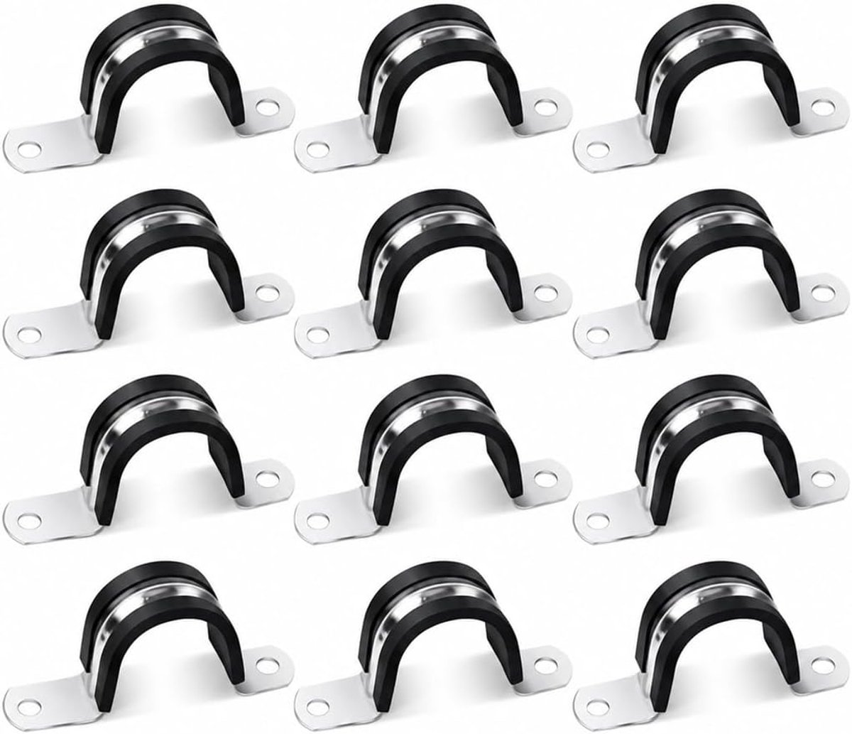 Buisklemmen Ø 25 mm - roestvrij staal 304 - rubberen bekleding - voor stevige bevestiging - ShopVlot