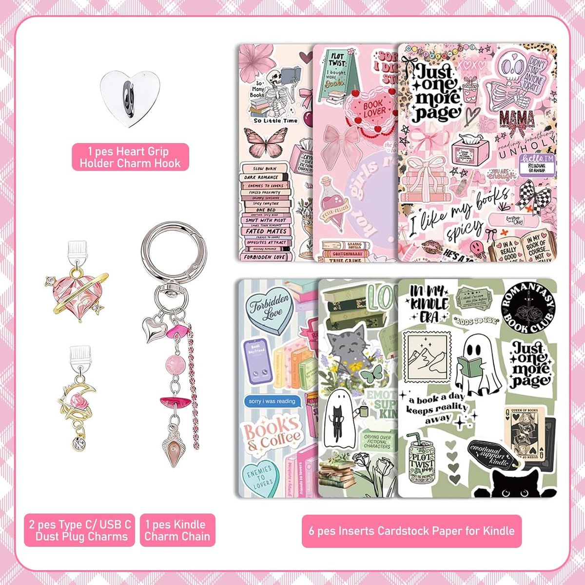 Kindle Paperwhite accessoires set - 6 decoratieve inserts - retro charme - personaliseer je e-reader - ShopVlot – foto 5