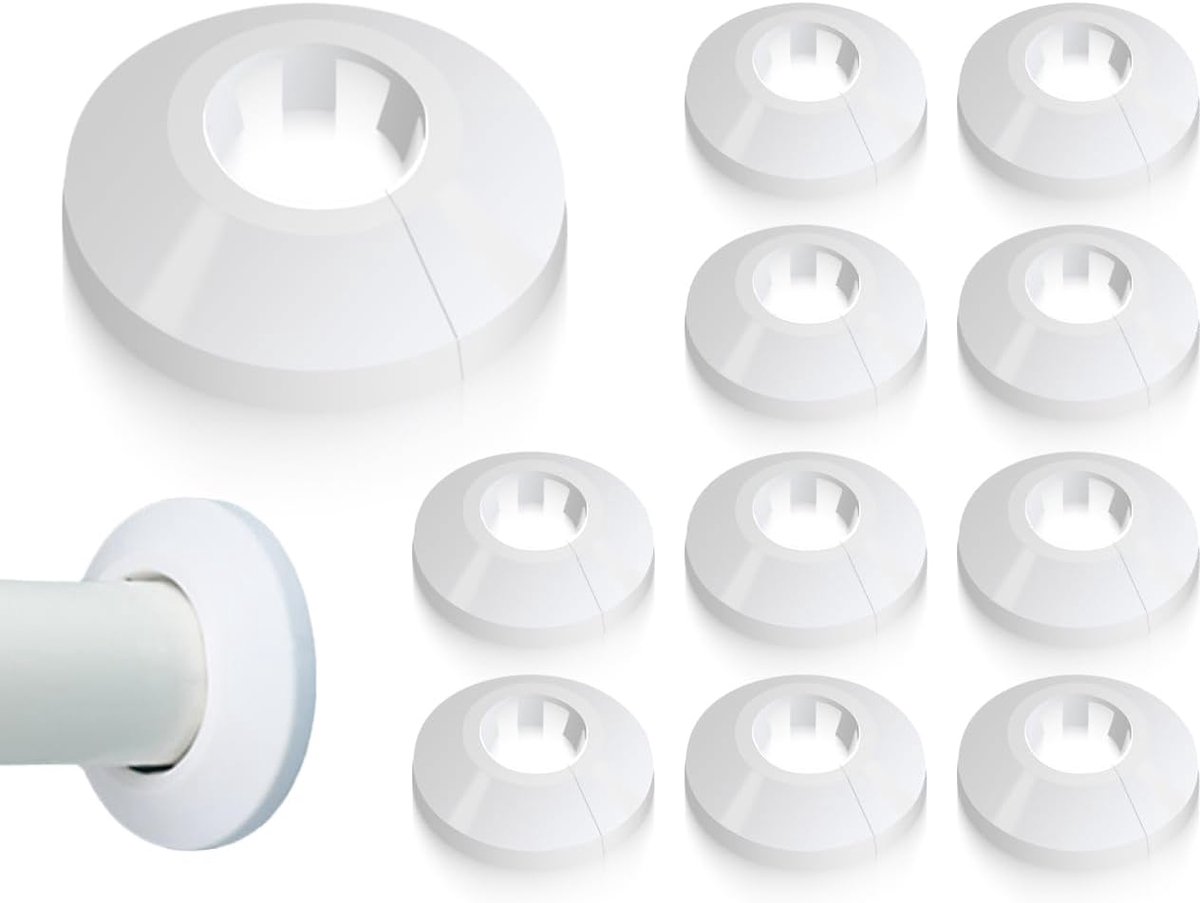 SnelShoppen - Verwarmingsbuizen Set van 10 - Plastic Radiator Buizen Covers - Decoratieve Verwarmingsbuis Beschermers - Wit - Voor 16 mm Buisdiameter