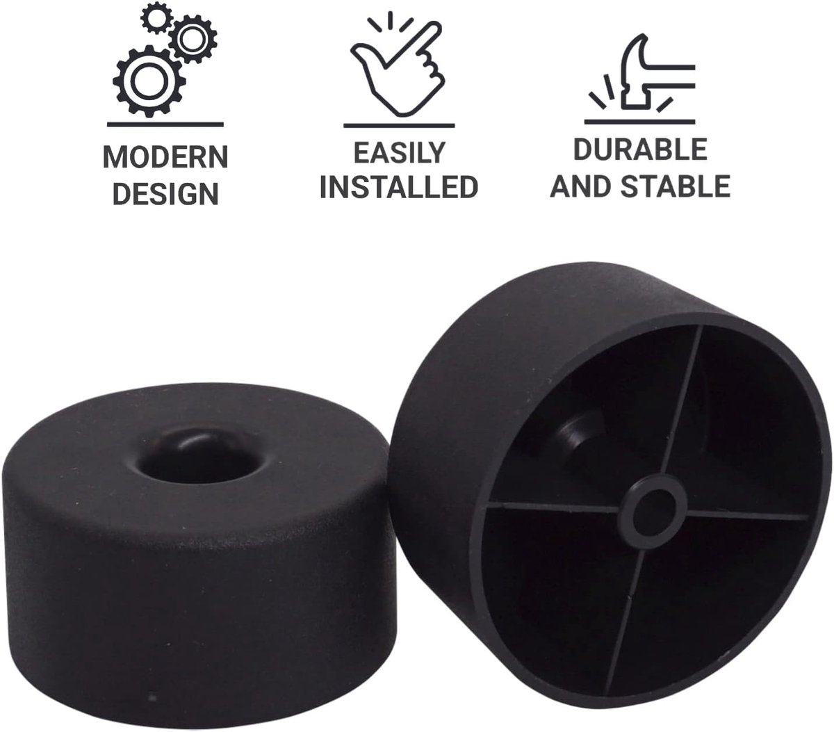 Meubelpoot 25 mm - Zwart kunststof - Modern design - Geschikt voor meubels - ShopVlot