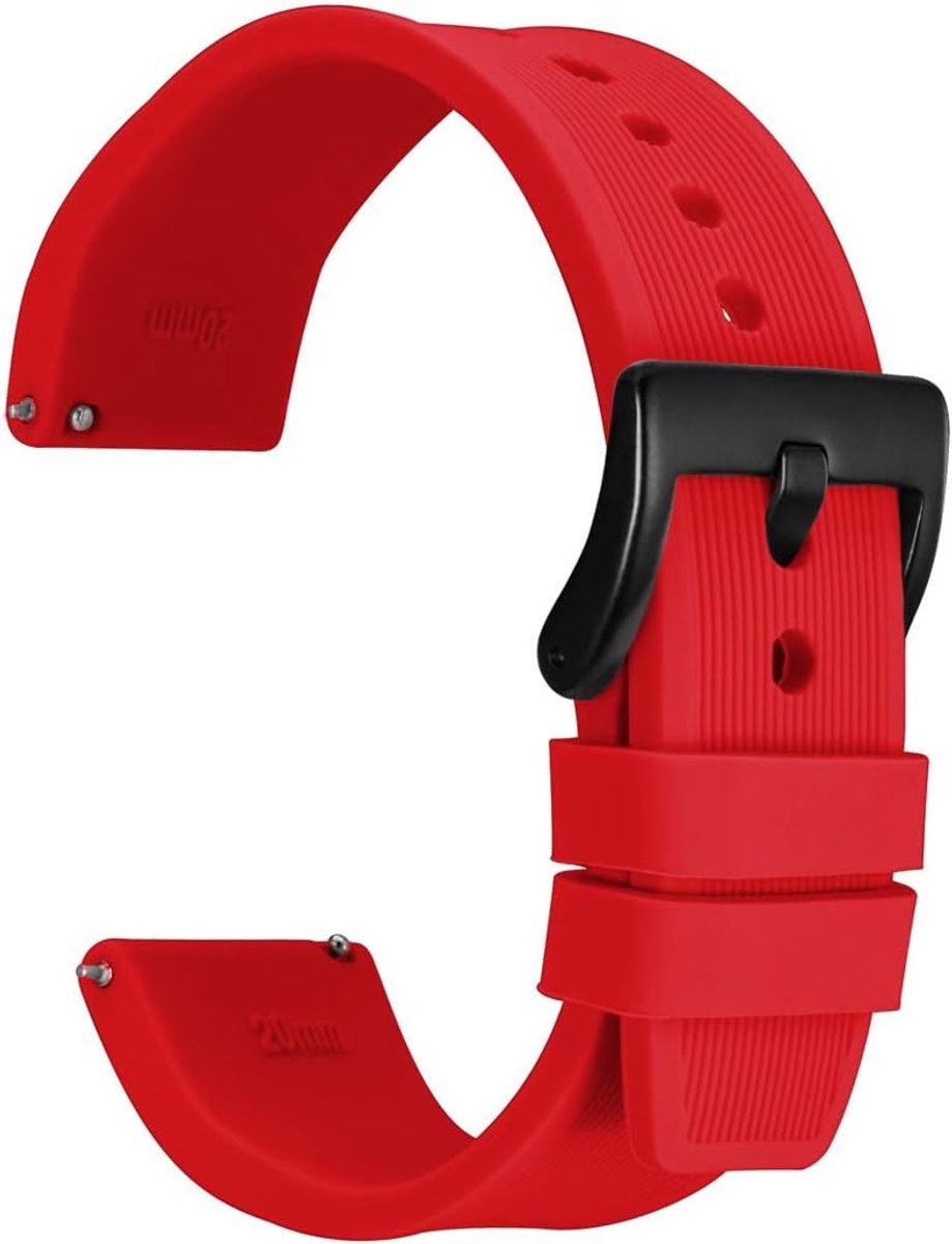 Siliconen horlogeband 18mm 20mm 22mm 24mm - gestreepte textuur - zwarte gesp - vervangende band - ShopVlot