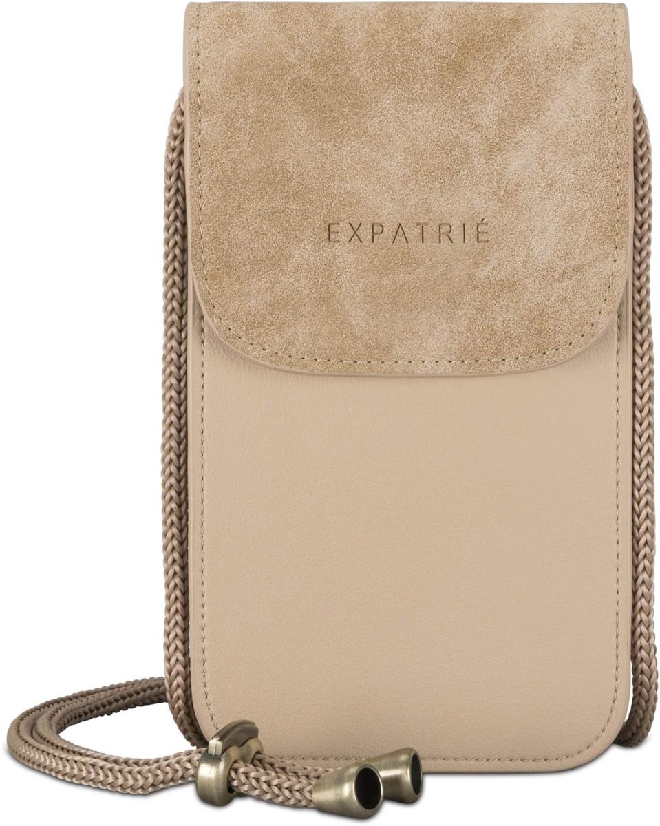 Mini crossbody schoudertas beige - vegan leer - modern design - ideaal voor festivals - ShopVlot