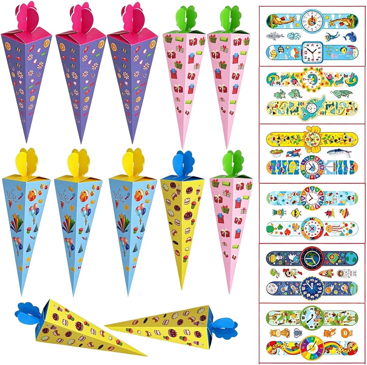 Mini-zakjes met stickers - 12 stuks - klassiek design - perfect voor verjaardagen of schooldagen - ShopVlot