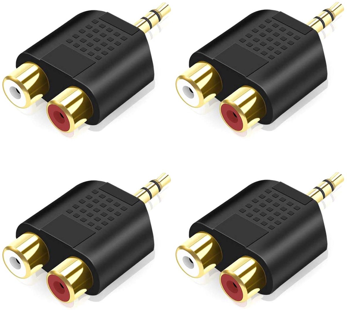 3.5mm naar RCA splitter - 4 stuks - stereo naar dual RCA - eenvoudig aansluiten van audioapparatuur - ShopVlot