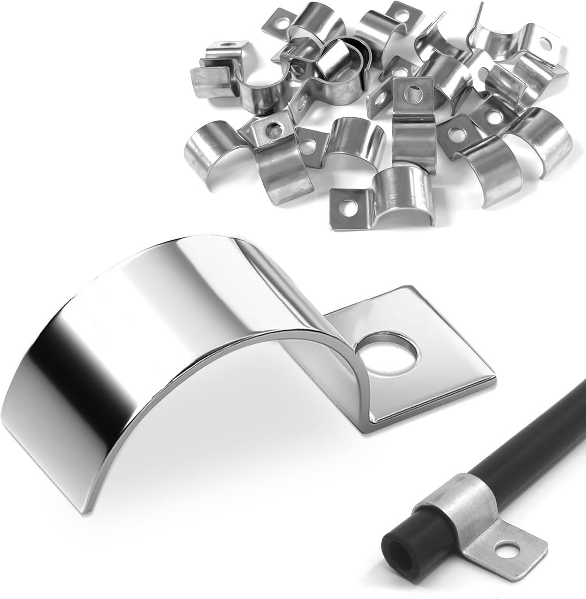 Buisbeugels 20 mm - RVS 304 - Enkelvoudige bevestiging - Voor kabels van 18-19 mm - ShopVlot