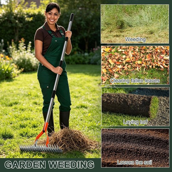 Scarifier rake 170 cm - metalen handscarifier - verstelbaar - voor het reinigen van dode gras - ShopVlot — afbeelding 4