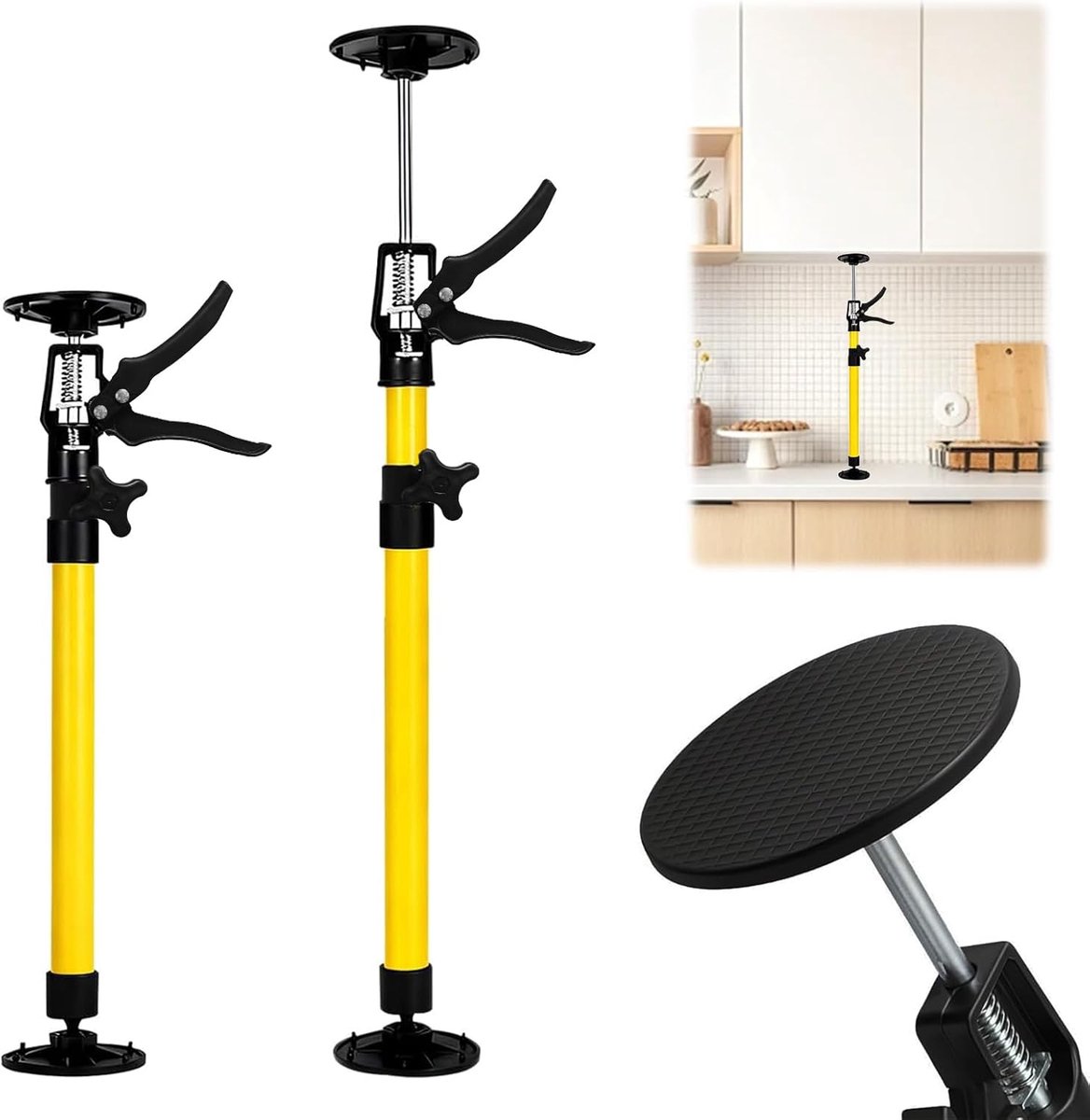 Plafondsteun 50-115 cm - telescopisch - antislip sokkel - ideale steun voor kastmontage - ShopVlot