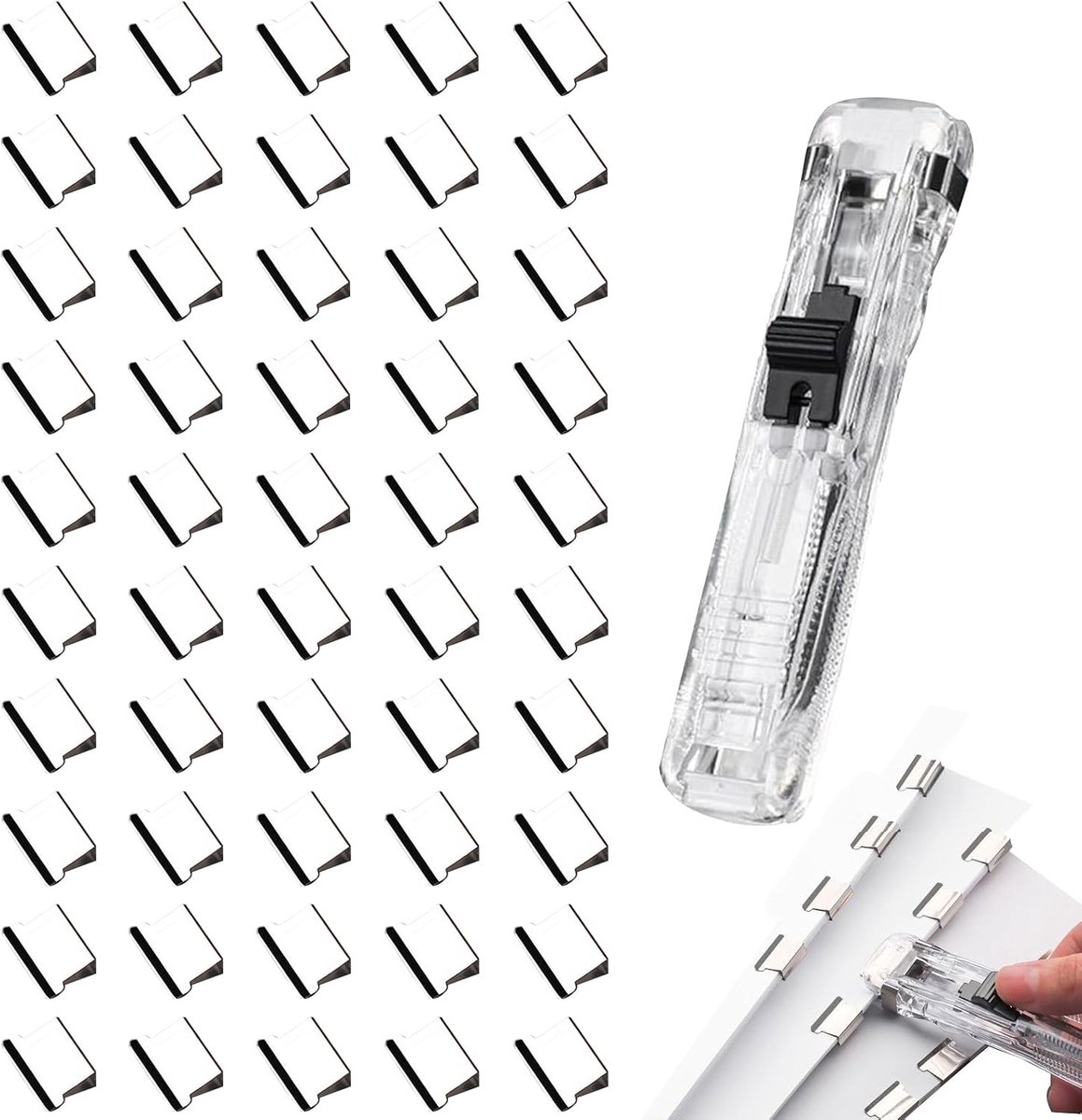 Kantoor Tacker Klamclip Dispenser - Creatieve Klammerapparaat met 50 Opvulclips - Ideaal voor Documentbinding - ShopVlot