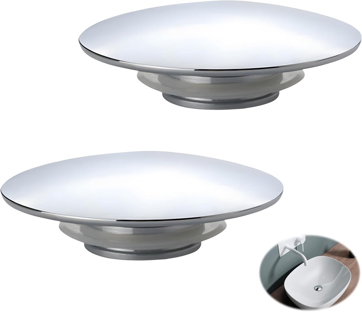 Basin plugs 65 mm - universeel - zilver - eenvoudig te openen en sluiten - ShopVlot