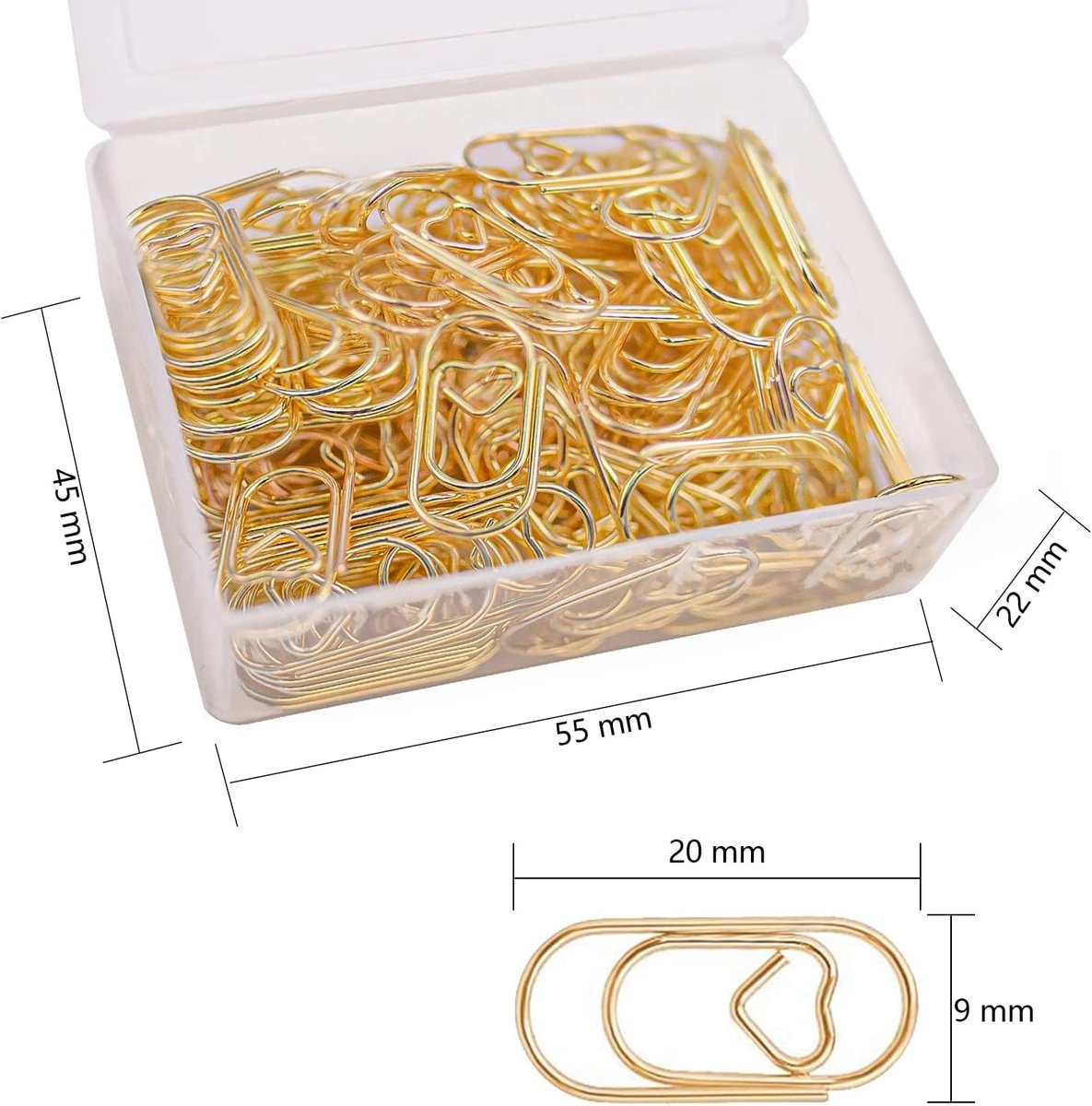 Hartvormige Paperclips - Goud - 130 Stuks - Gemaakt van Roestvrij Staal - Voor Kantoor en School