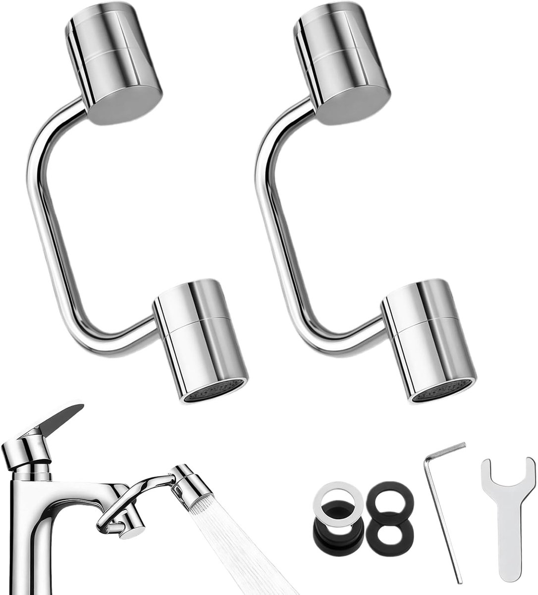 Kraanaccessoires set van 2 - 1080° draaibaar - 2 spuitstanden - ideaal voor keuken en badkamer - ShopVlot