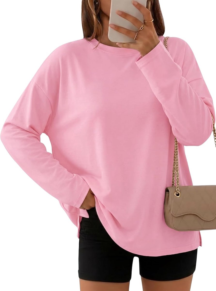 Shirt met lange mouwen dames - oversized katoen - casual longshirt voor leggings - ShopVlot