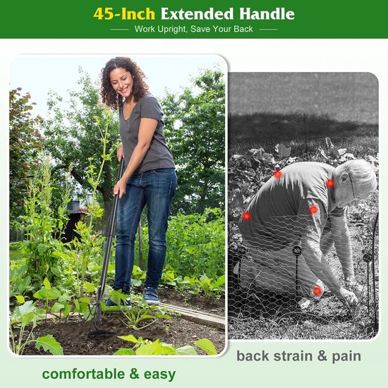 Tuinhark 2-in-1 met handvat 114 cm - zwart - multifunctioneel - ideaal voor tuinonderhoud - ShopVlot — afbeelding 4