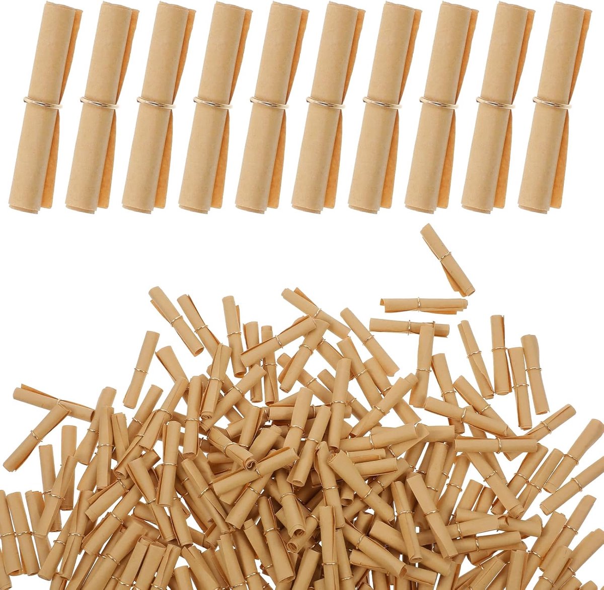 Mini boodschap papierrollen 200 stuks - vintage stijl - schrijfbaar - perfect voor feesten - ShopVlot